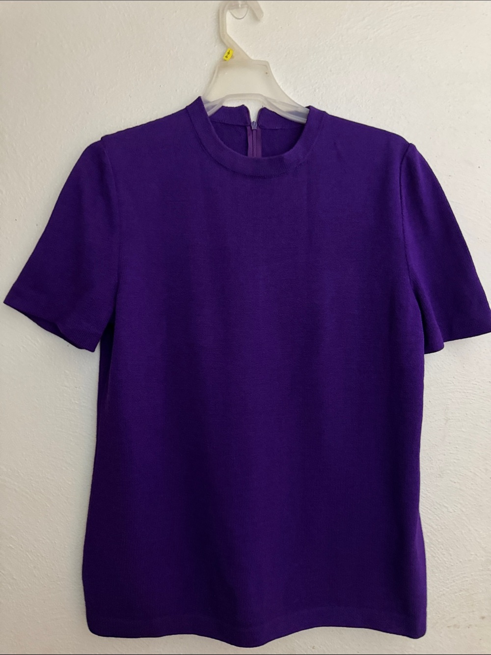 St. John dark Purple Santana Knit short Sleeve Crewneck sweater